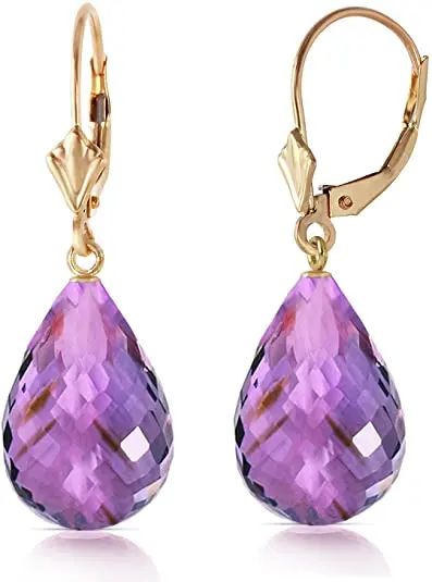 

synthetic Pink Amethyst Dangle Earrings, February Birthstone, Gemstone Earrings in Gold color Gift for Women