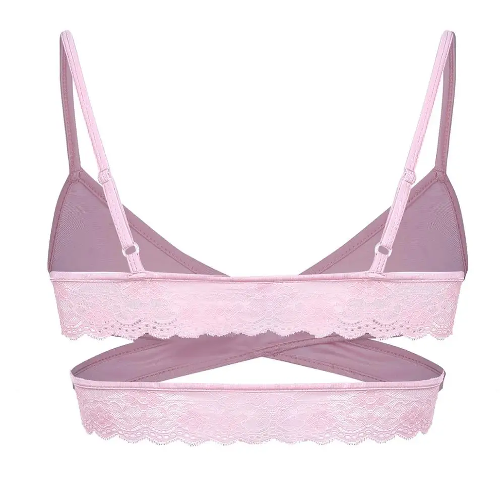 Mens Lingerie Sissy Crossdresser Sexy Bra Open Cup Cross Over Back Wire-free No Padded Tops Bralette Exotic Costumes |