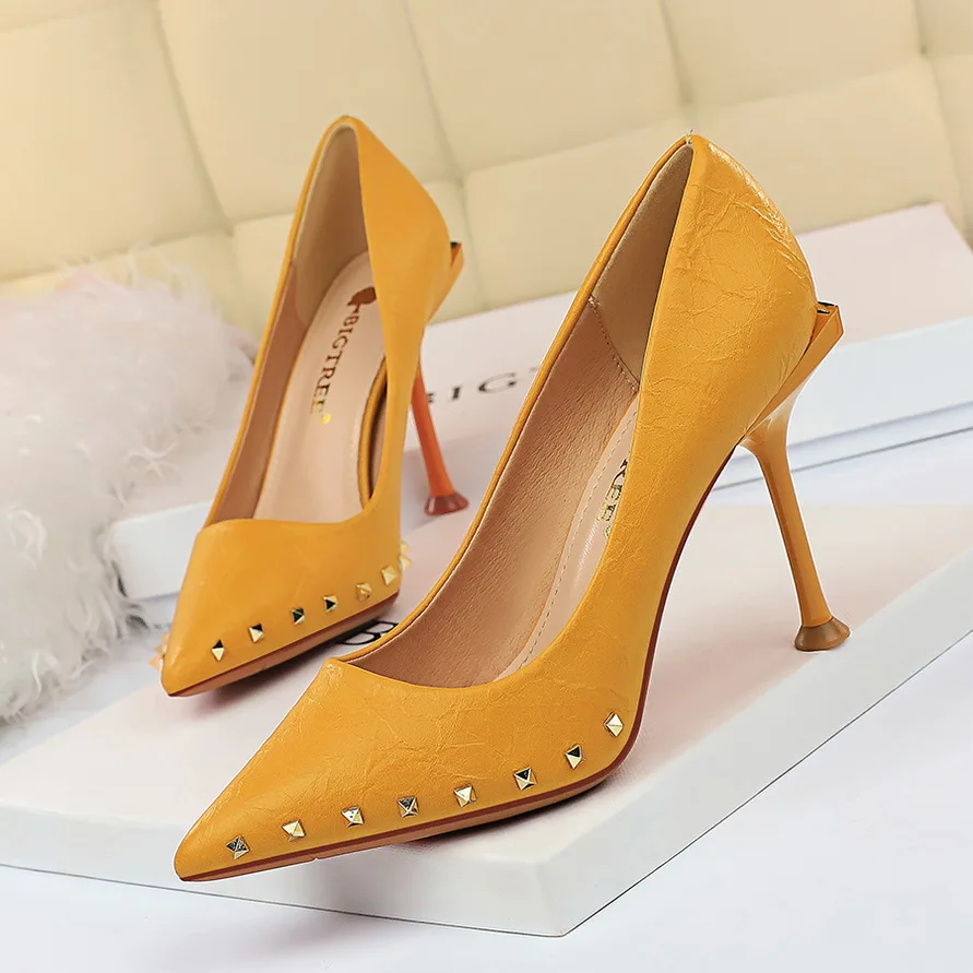 2020 женские офисные туфли лодочки с заклепками на высоком каблуке 10 см элегантные