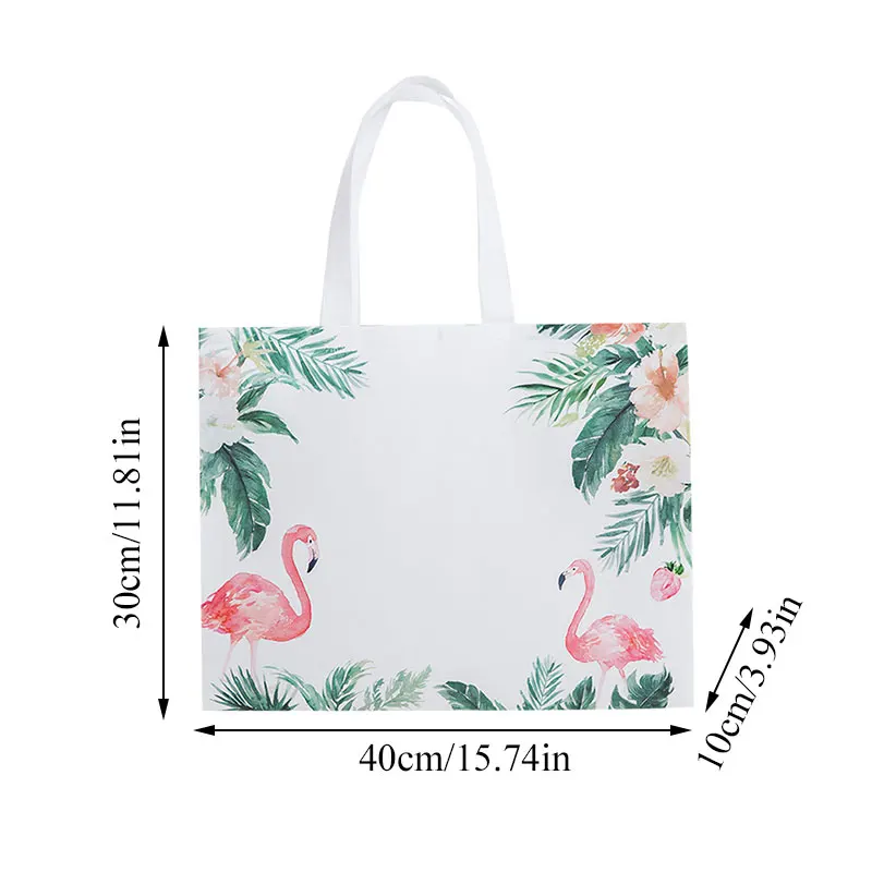 

Eco-friendly Shopping Bag Pouch Travel Colorful High Capacity Flamingo Printing Non-woven Fabric Folding Bag For Women