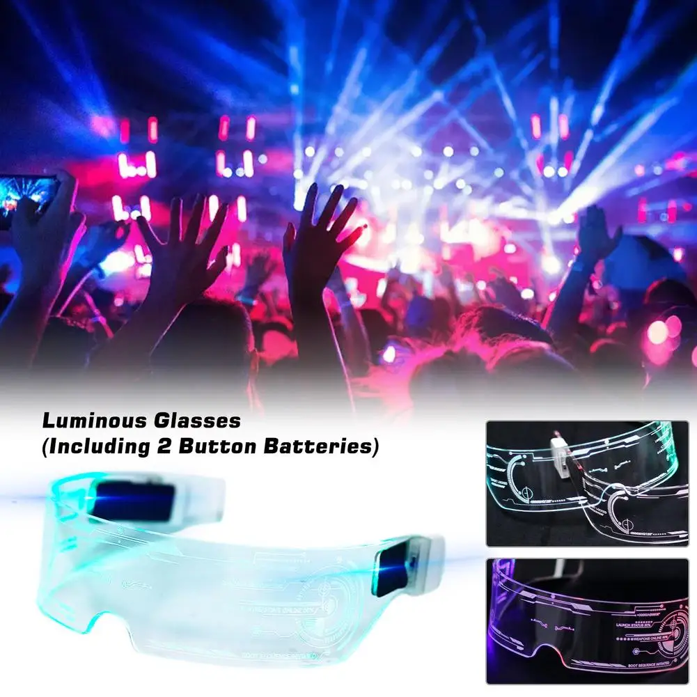 

LED Glasses Colorful Luminous Light Up Eyeglasses For Men Women Halloween Party Bar Music Festival Acrylic Glasses