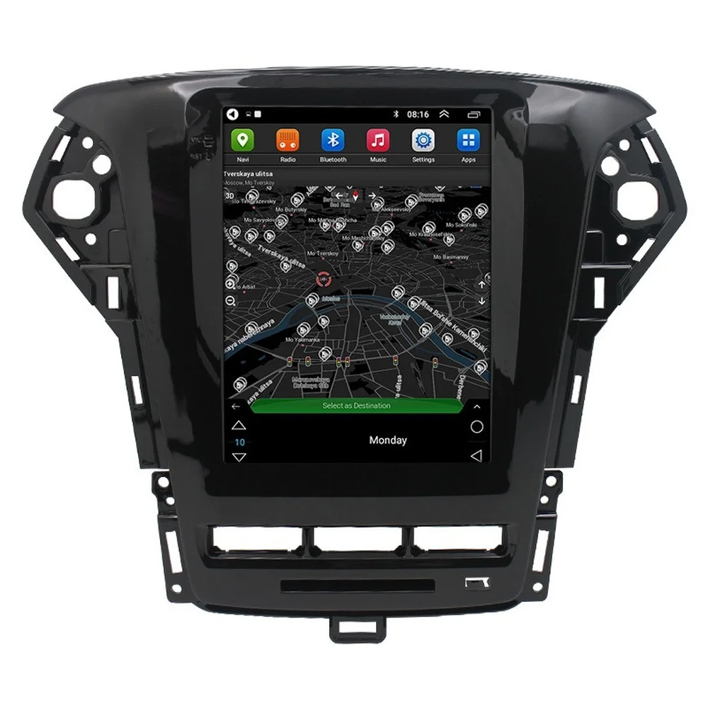 Автомобильная навигация GPS для Ford Mondeo 2011-2015 на базе Android в стиле Tesla с автомобильным радио и мультимедийным плеером с Bluetooth, WiFi и функцией Mirror on.