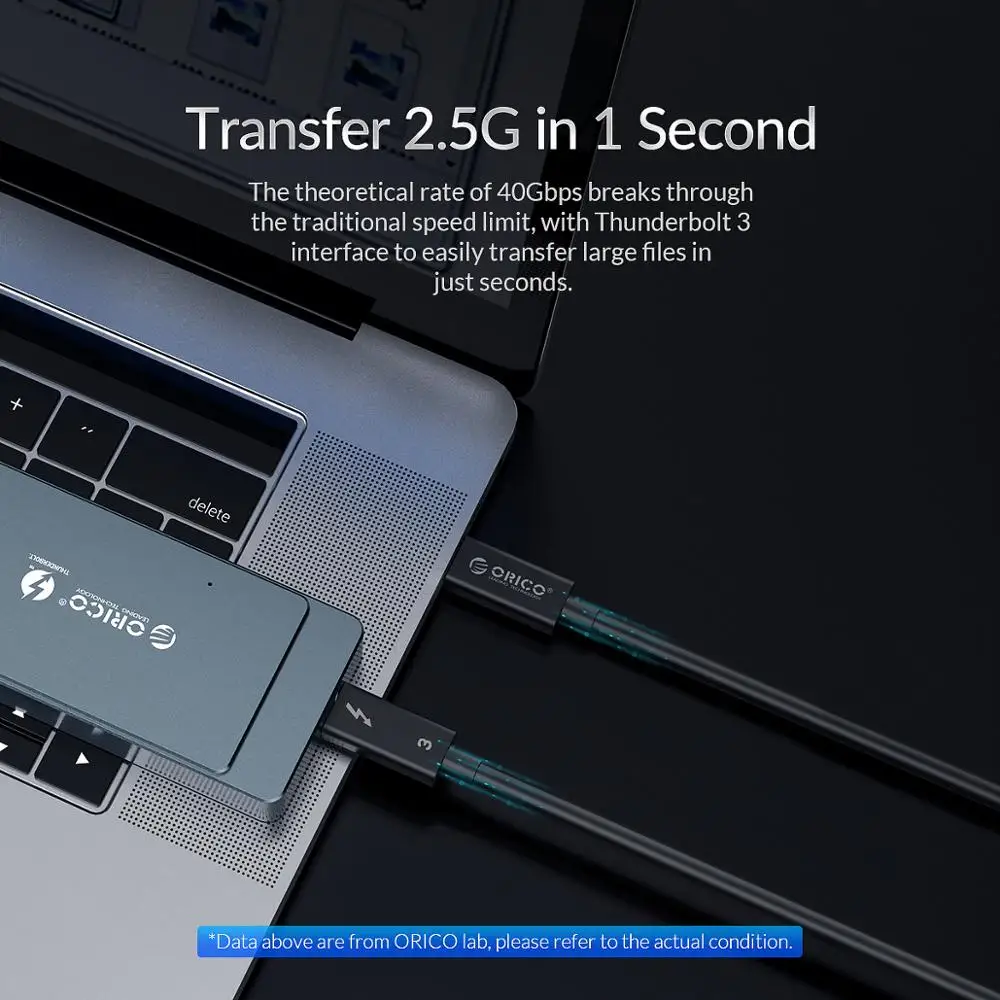 Кабель ORICO USB C к Thunderbolt3 40 Гбит/с быстрая зарядка 5A PD 100 Вт 8K 60 Гц HD видео для MacBook