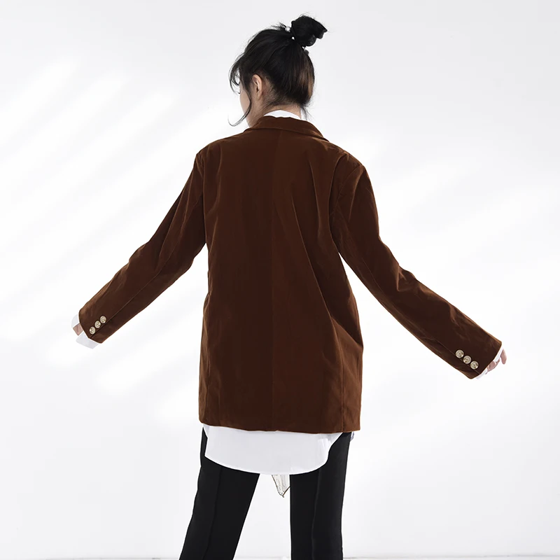 

Pattern Women Velvet Printed Blazer New Lapel Long Sleeve Loose Fit Jacket Fashion Tide Spring Autumn 2021 1DA30617