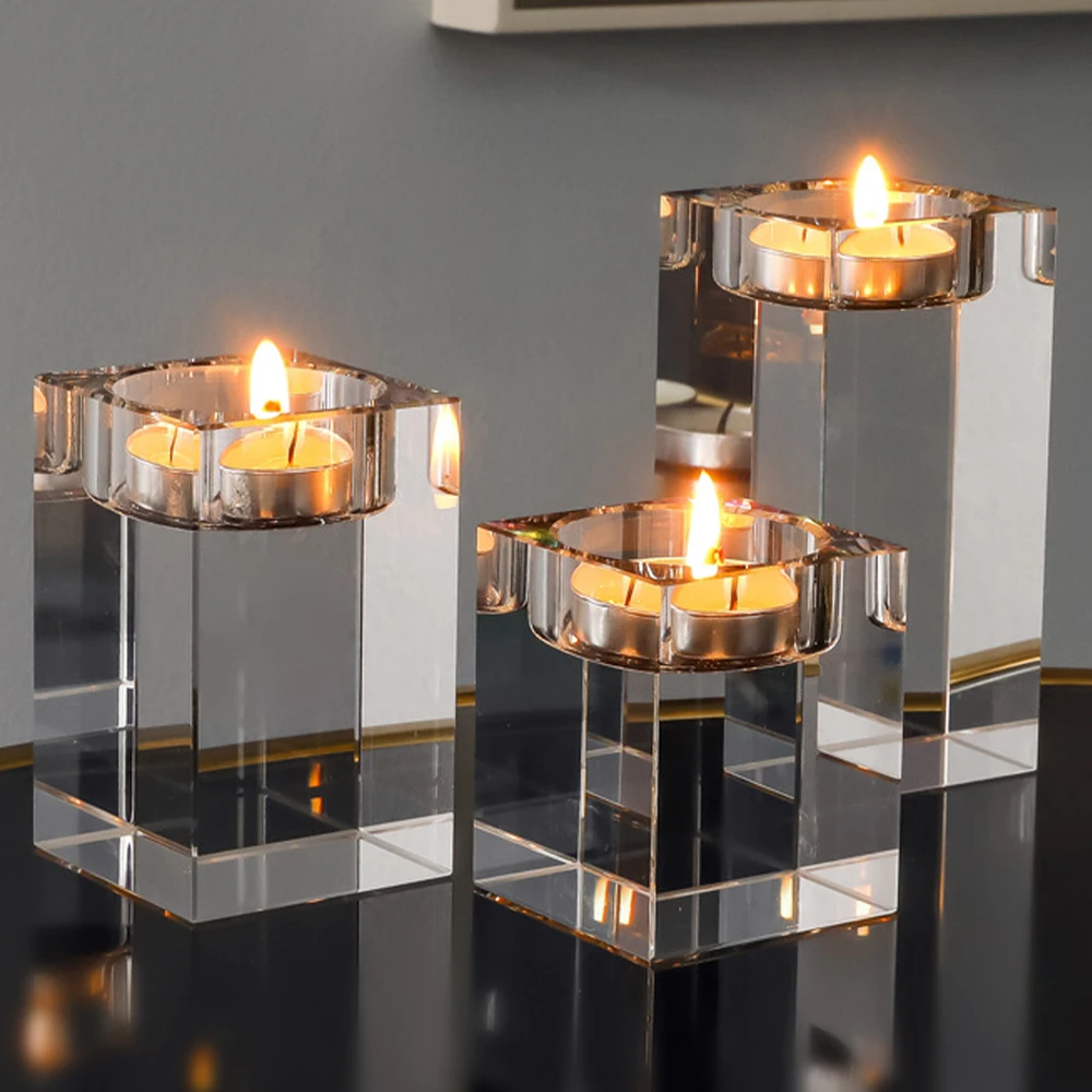 

Crystal Candle Holder Candlesticks For Candles Small Tealight Wedding Valentine's Day Candle Stand Dinner Table Home Decoration