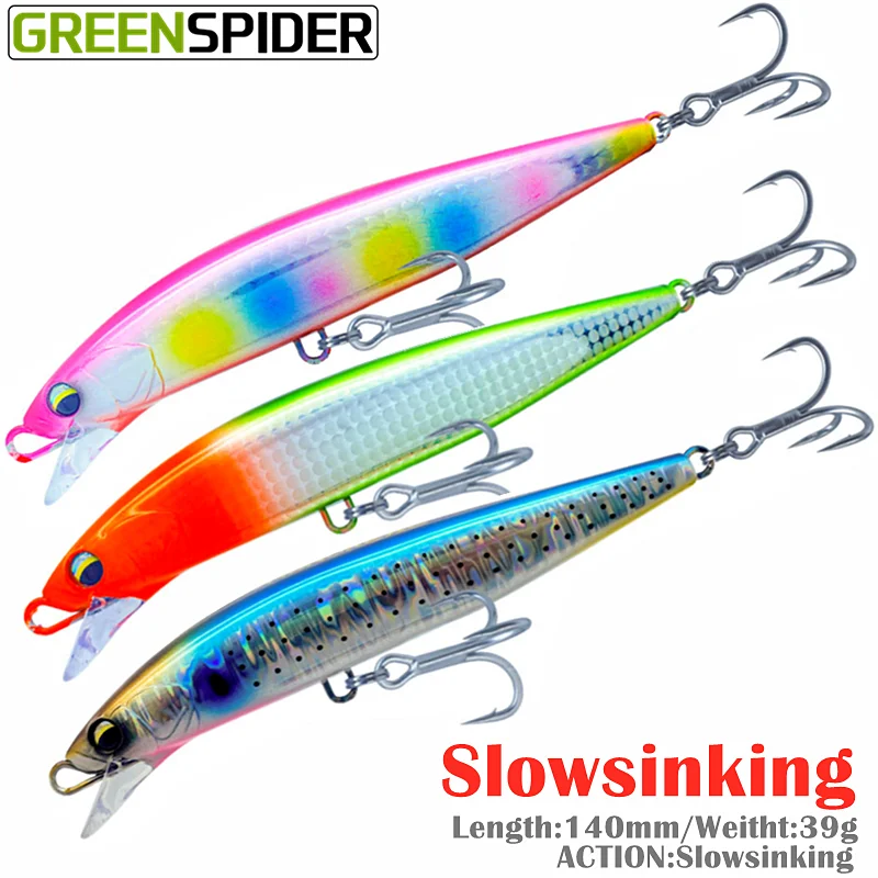 

GREENSPIDER 1 шт. новая рыболовная приманка в форме гольяна 14 см 39 г искусственная Тонущая искусственная приманка в соленой воде 8 цветов свимбейт ...