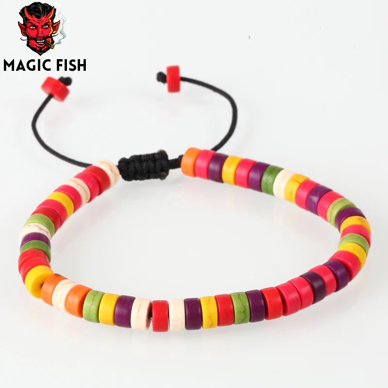 Мужские и женские браслеты в богемном стиле разноцветные радужные с шармами бохо