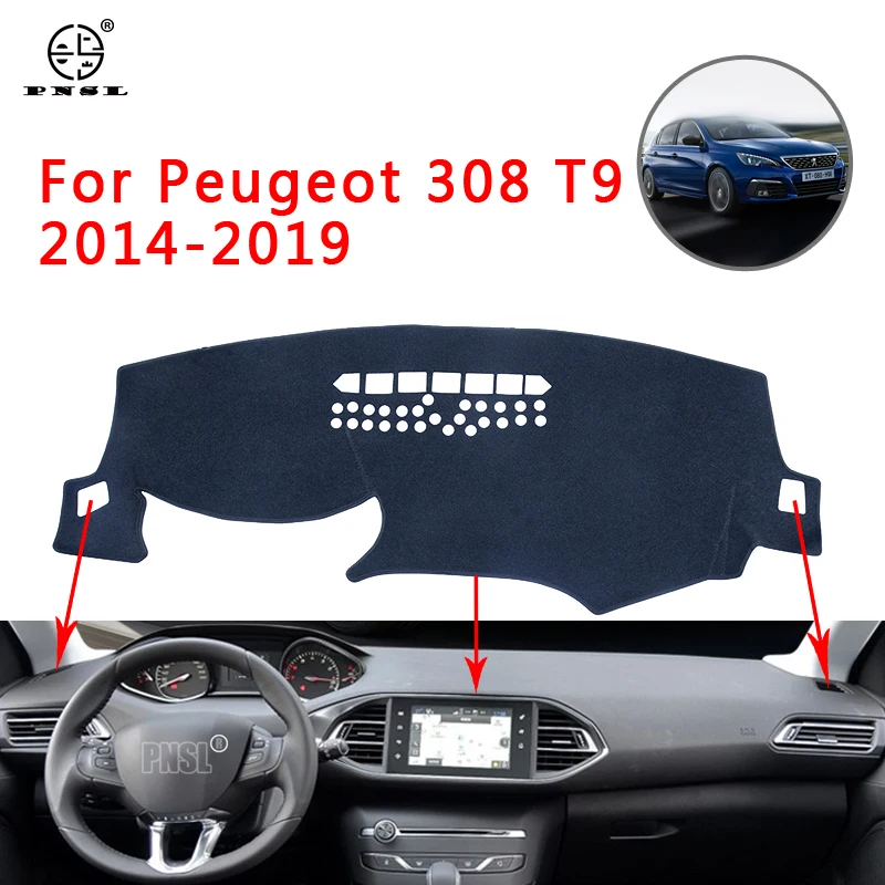 PNSL крышка приборной панели автомобиля Даш коврик ковёр для Пежо 308 T9 2014 2019 Защита
