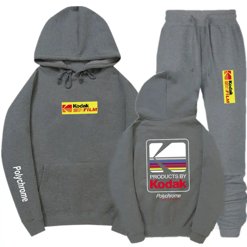 Dark gray MK098 Японский уличная Толстовка Комплект Спортивный костюм для мужчин термальная спортивная одежда наборы Kodak толстовки и брюки Повседневный свитер спортивный костюм - Цвет: Dark gray MK098
