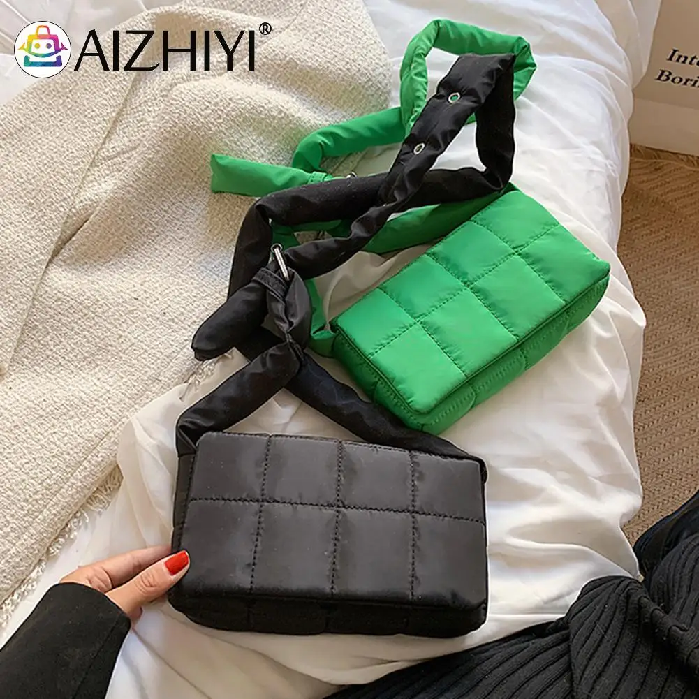 

Fashion Oxford Cloth Lattice Quilted Flap Shoulder Bag Solid Color Mini Shoulder Bag Designer Crossbody Bags