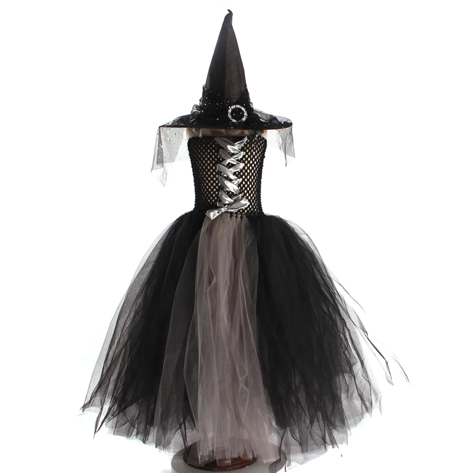 Платье ведьмы на Хэллоуин для девочек страшные костюмы с волшебной шляпой