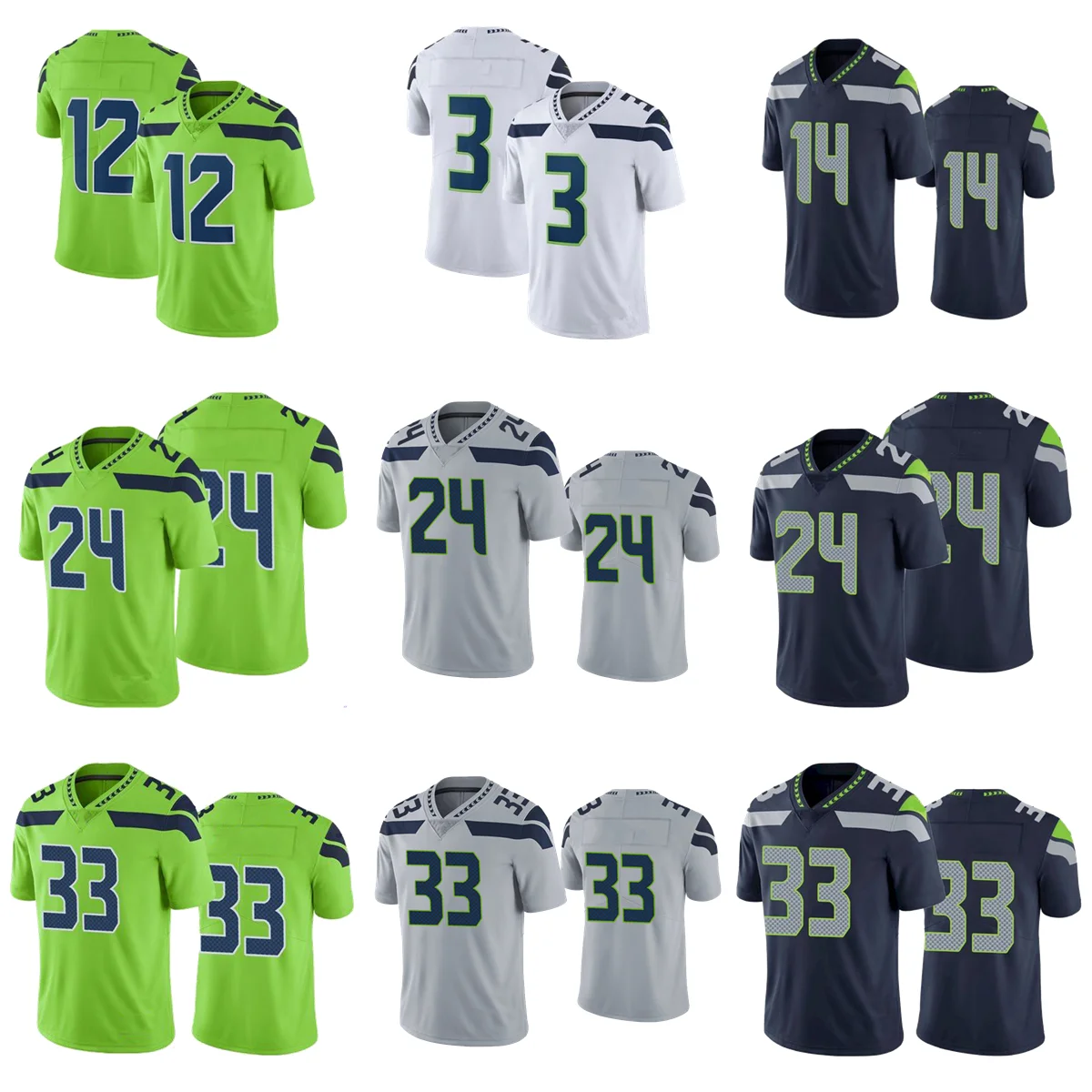 

Seattle Men Women Youth American Football Jerseys Wilsonn Fan DK Metcalf Lockett Marshawn Lynch Adams Wagner Fans Legends Jersey