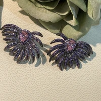 hibride fashion stud earrings for women wedding cubic zirconia dubai bridal earrings costume jewelry gift summer party e 1009