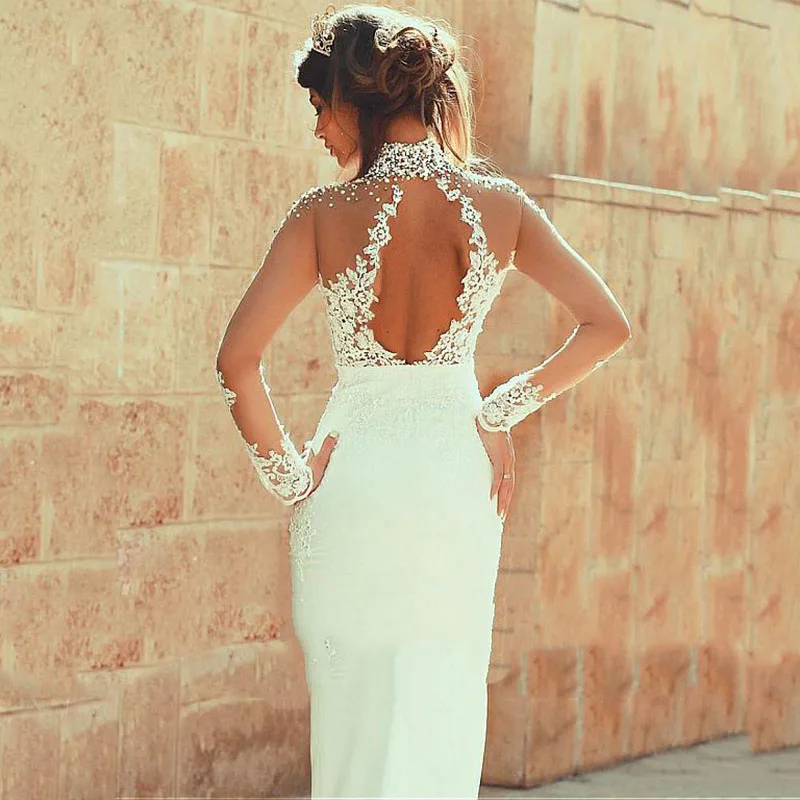 

Hi Shy Bridal New simple wedding dress backless sleeveless design chiffon lace bride dresses princess dress plus size 2021