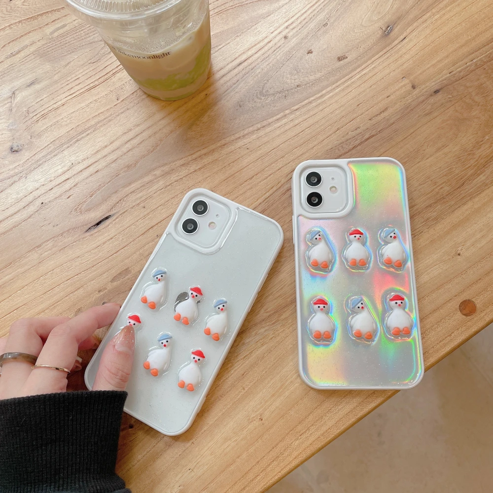 3D мультяшный Пингвин для iphone 8 7Plus 11 12 11pro 12promax X XSMax XR прозрачный мягкий чехол с
