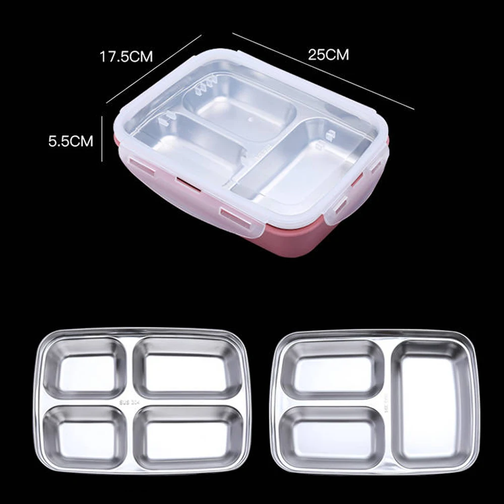 Переносная коробка Bento из нержавеющей стали 304 3/4 решетки контейнер для еды