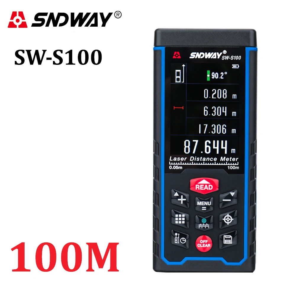 SNDWAY цифровой лазерный дальномер цветной дисплей Rechargeabel 100M-70M-50M лазерный дальномер измеритель расстояния