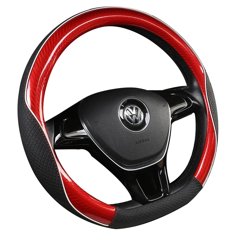 

Высококачественный модный Нескользящий Впитывающий пот чехол на руль из углеродного волокна для седана SUV MPV Four seasons GM