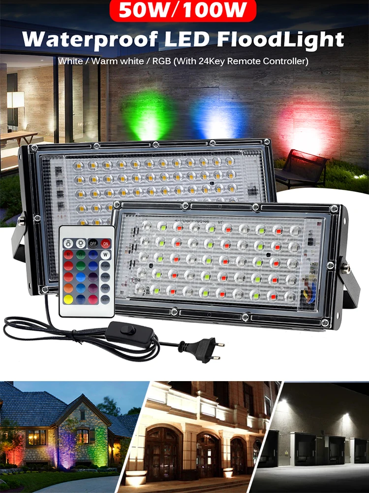 RGB-прожектор, 50 Вт, 100 Вт, 220 В переменно...