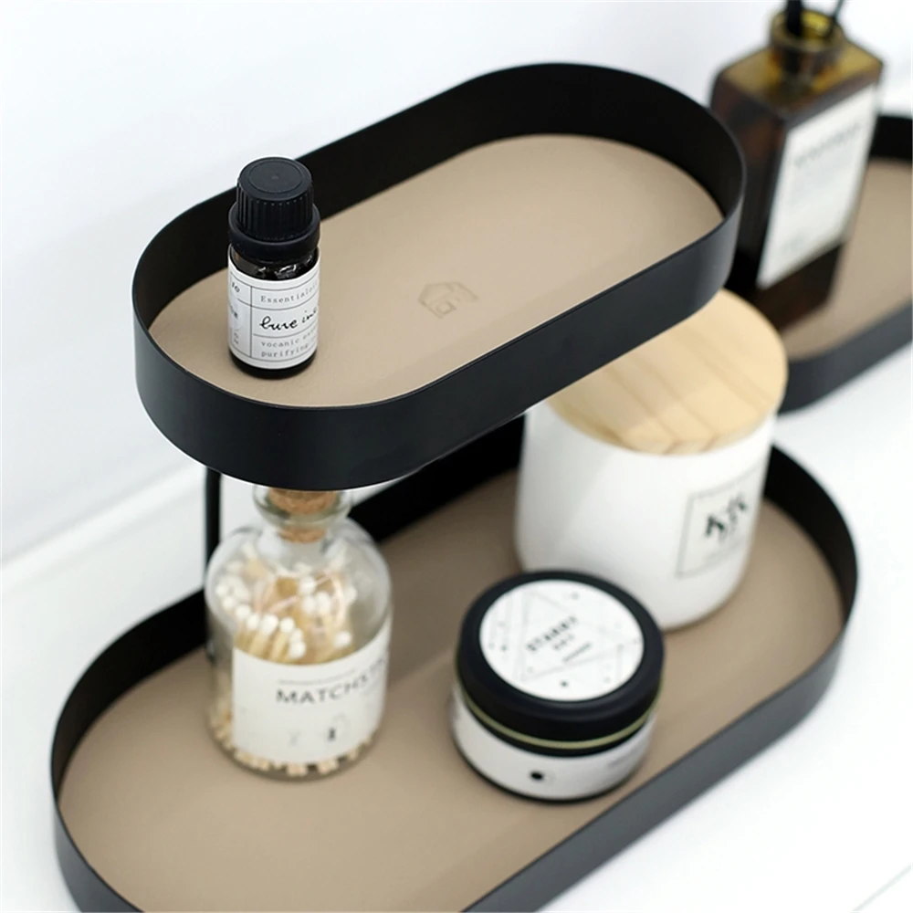 

Нордические 2-уровневые металлические подносы для хранения, декоративная тарелка для духов, кофе, тортов, кухни, чая, ванной комнаты