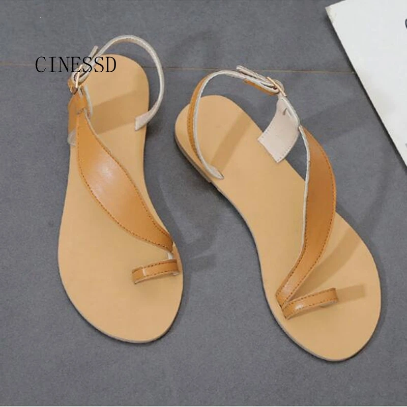 Для женщин сандалии на плоской подошве круглый носок обувь с мягкой подошвой