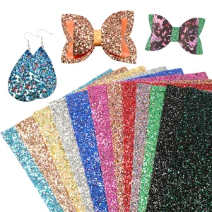 Imported 20*33cm Chunky Glitter Sequins Mixed Faux Synthetic Leather Sheets Patchwork For Bowknot Earring Gif