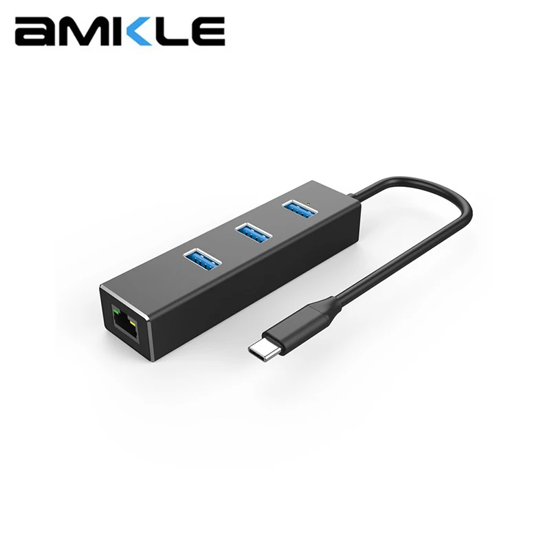 Адаптер Amkle с USB C 3 1 на RJ45 гигабитный Ethernet 1000 Мбит/с LAN адаптер порта 0 концентратор
