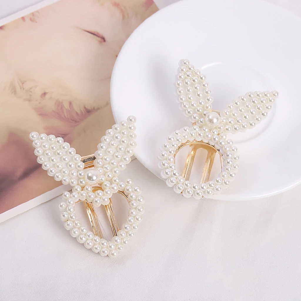 Модные милые заколки для волос с кроликом подходящие фотосессий жемчужная