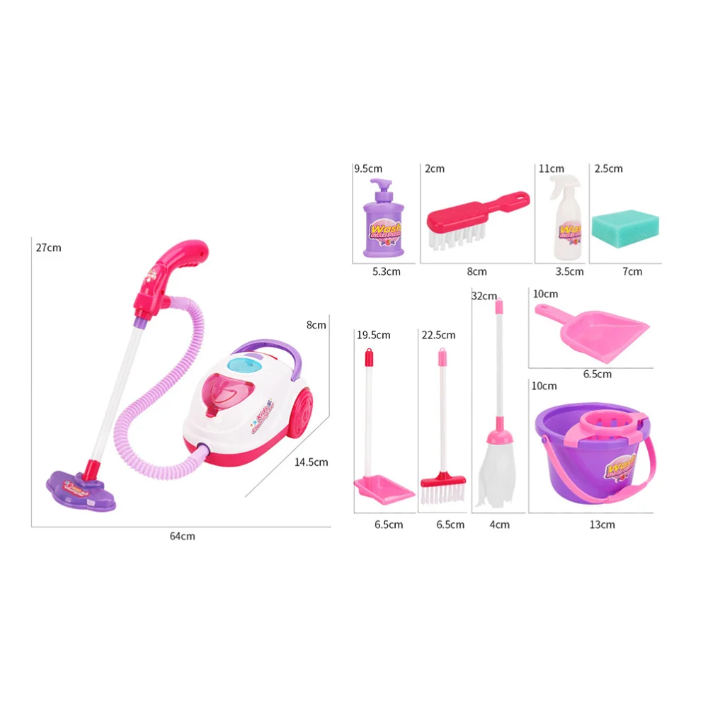 

11Pcs Children Cleaning Tool Toys Simulation Vacuum Cleaner Toys with Battery