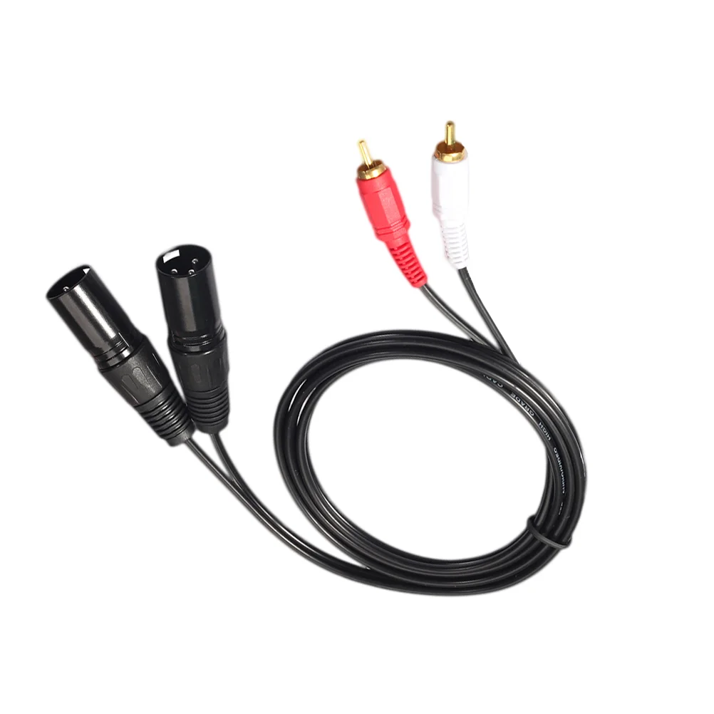 

1.5m 2 RCA Male to 2 XLR Male Adapter Cable Audio Cord for VCD TV Radio Black