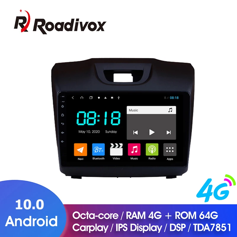 Автомобильный Dvd плеер 9 дюймов Android 10 0 ОЗУ 4 Гб ПЗУ 64 ГБ для Isuzu D MAX Chevrolet S10 Gps