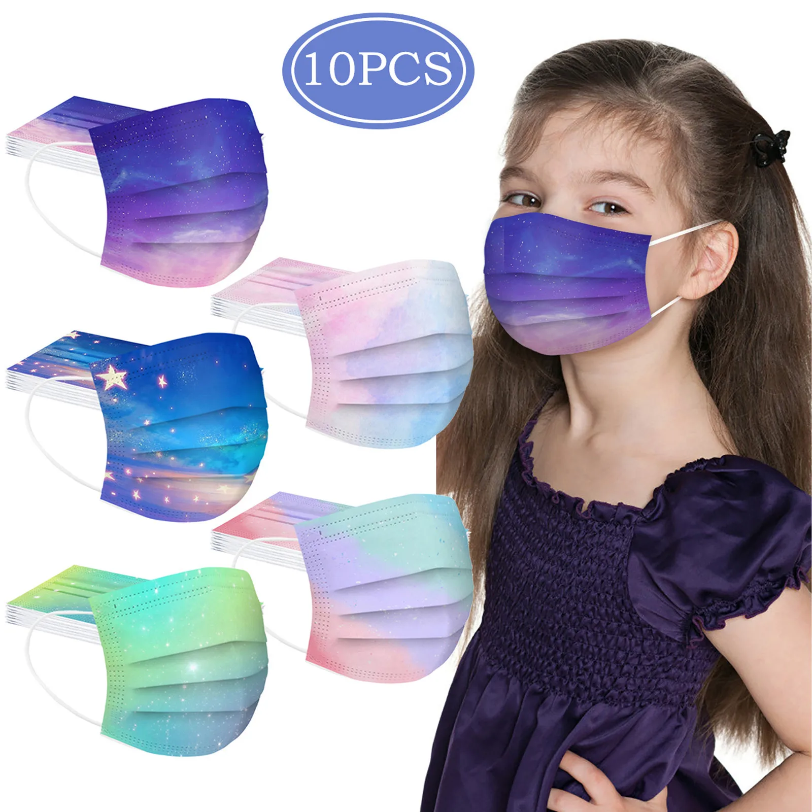 

10 шт., Одноразовые Дышащие маски для лица с трехслойным принтом