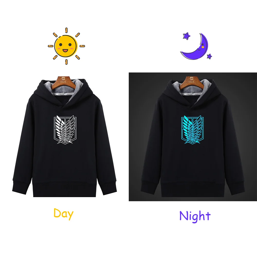 Флуоресцентные светящиеся мужские толстовки в стиле аниме атака на Титанов с