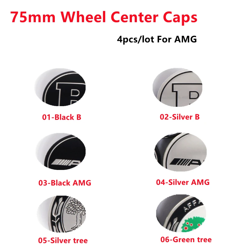 

75mm 4pcs/lot Car Wheel Center Hub Caps Emblem for AMG Badge Accessories Styling