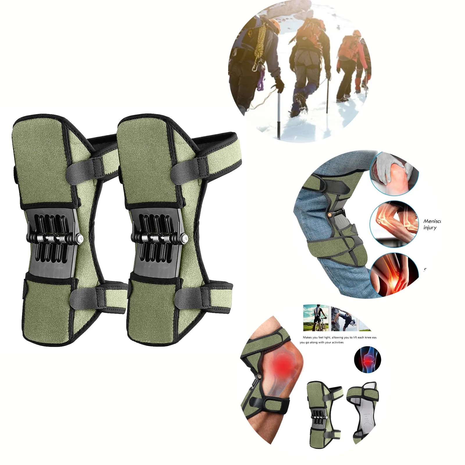 

Non-slip Joint Support Knee Pads Knee Patella Strap Breathable Power Lift Spring Force Knee Booster Tendon Brace Band Pad #T3