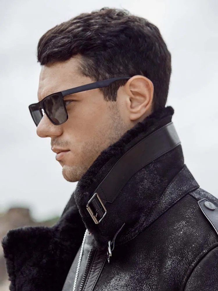 Denny &amp Dora новая мужская дубленка B3 черная кожаная куртка зимняя верхняя одежда