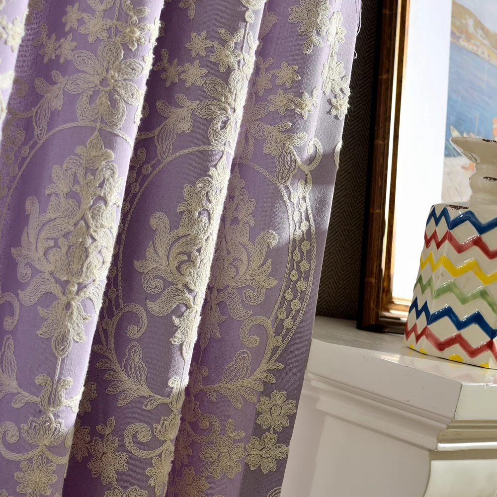 

Brocade-simple European Style Curtains for Living Dining Room Bedroom Cotton and Linen Fashionable Embroidered Curtains