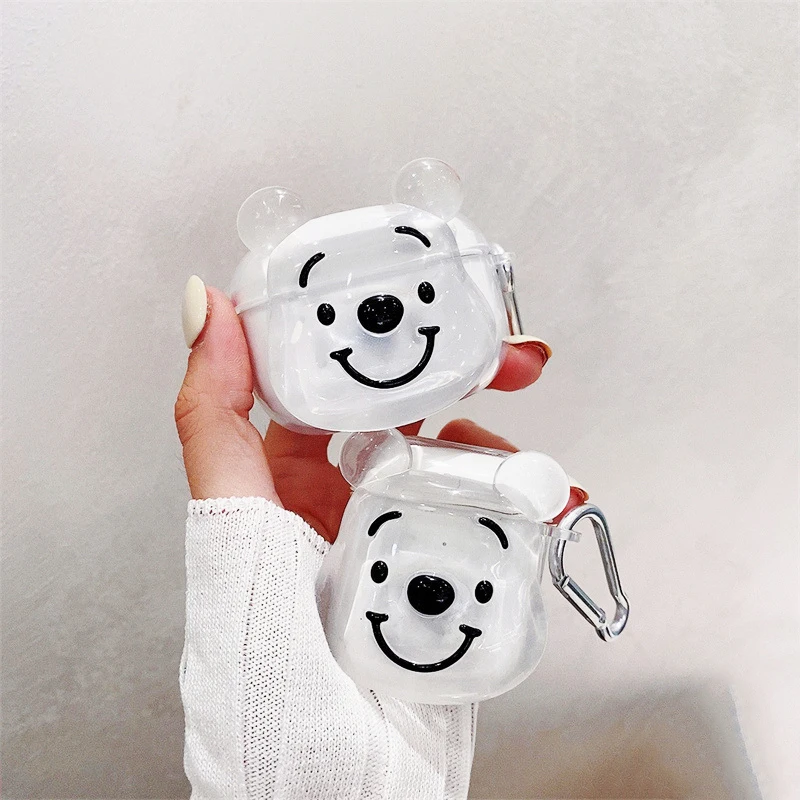 

Clear Crystal Pooh Earphone Case For Airpods Pro Cute Disney Anime Cartoon Soft Silicone Transparent Cover Shell For Air pod 1 2