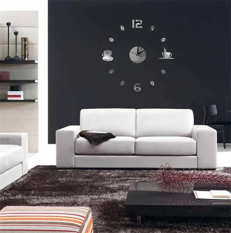 4 Colors 2019 Cup scale Wall Clock Frame Mirror Surface Stickers Children Bedroom 3D DIY Decoration Detachable Art | Дом и сад