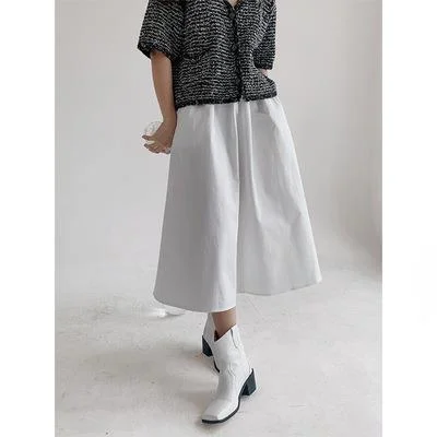 

UMI MAO 2021 Autumn Winter Original Women's Temperament All-match Solid Color High-waisted Thin A-line Skirt Streetwear