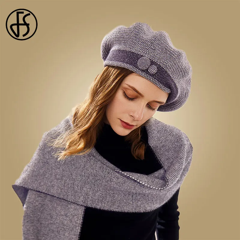 FS французский артист шерстяной зимний берет для женщин шапка элегантная женская