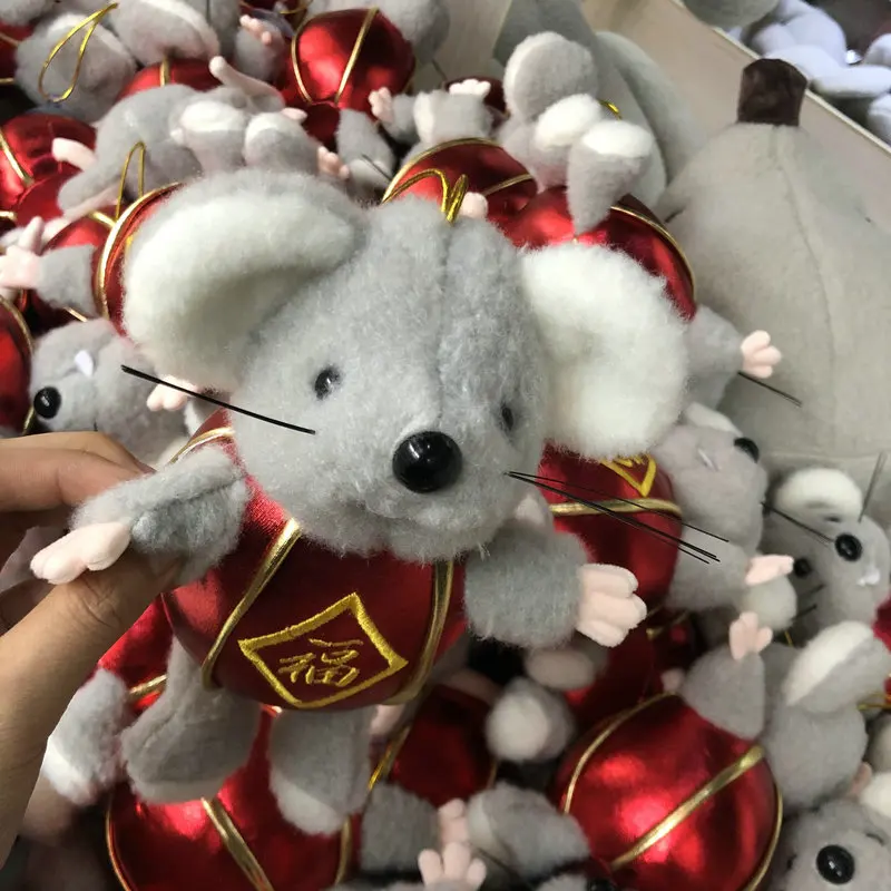 Red Lantern Mouse Китайский красный фонарь, мышка, плюшевая игрушка, китайский год, талисман, крыса, чучело, игрушки, Декор, супер милая и мягкая кукла - Цвет: Red Lantern Mouse