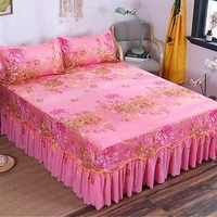 home bed skirt wrap around elastic fashion soft sanding bedspread anti skip wedding bed skirt double layer bed cover 2020