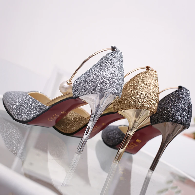 Новинка лета 2019 женская версия с натуральным жемчугом 10 см туфли на шпильке