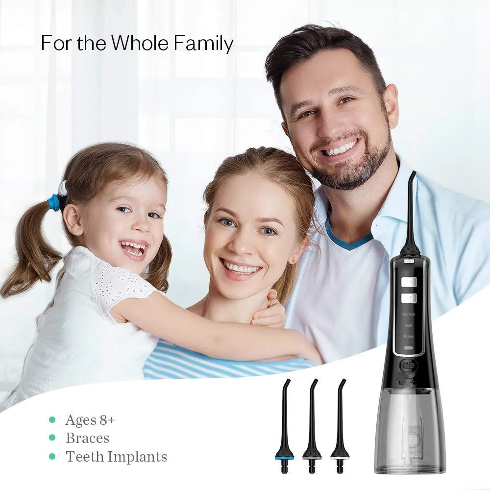

3 Modi Water Flosser Draadloze Dental 300 Ml Monddouche IPX7 Waterdichte Reinigbare Water Tank Voor Home Reizen Tanden Braces