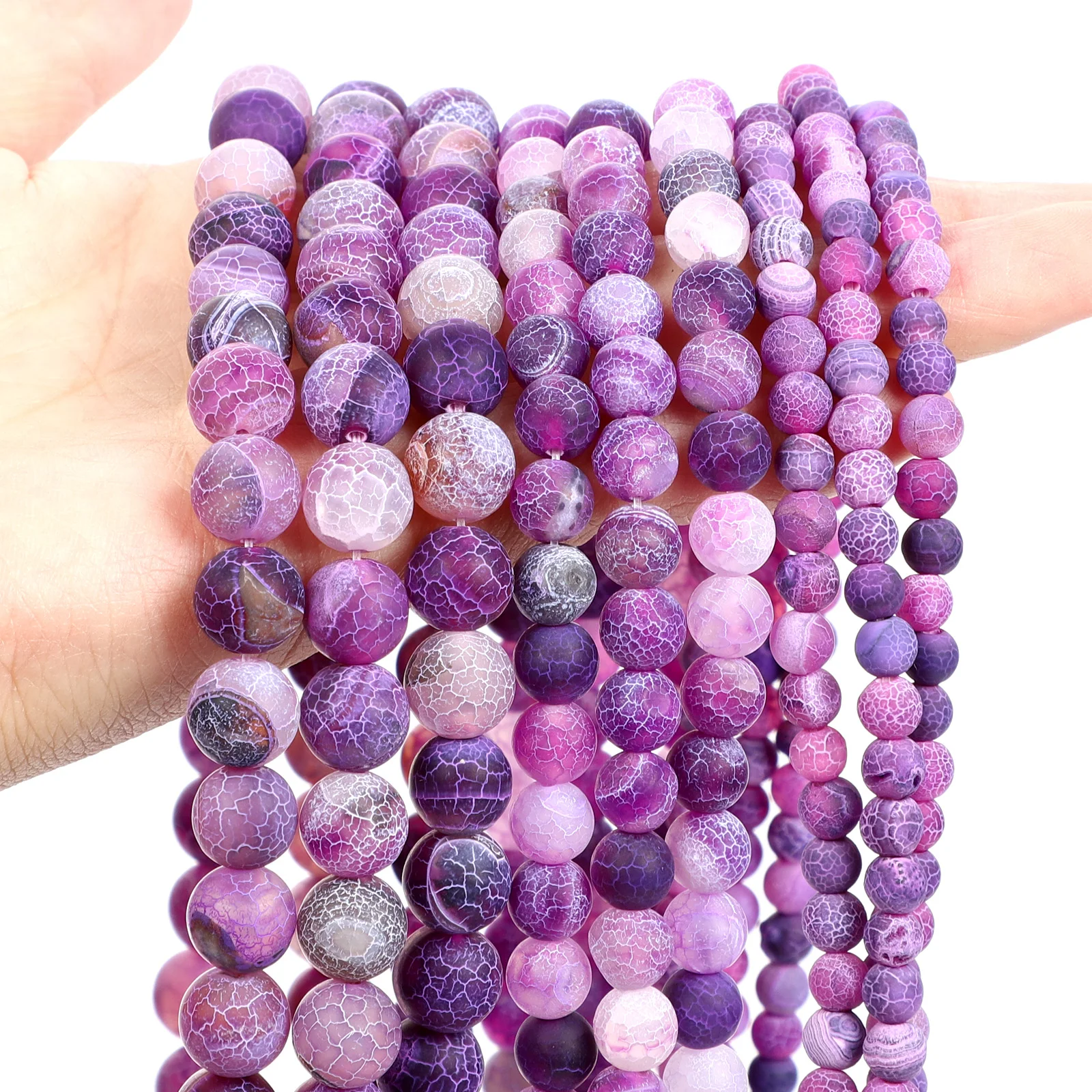 

Natural Frosted Purple Weathered Stone Beads Loose Round Spacer Bead for Jewelry Making DIY Bracelets Charm Accessories 4-12MM