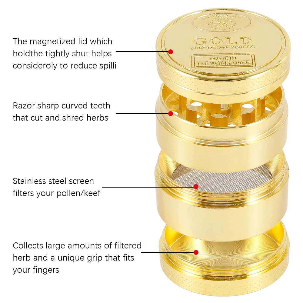 

4-Layer Herb Weed Grinder Crusher Smoking Accessories Spice Grass Tobacco Herb Grinder Pepper Metal Mill Machine Cigarette Tools