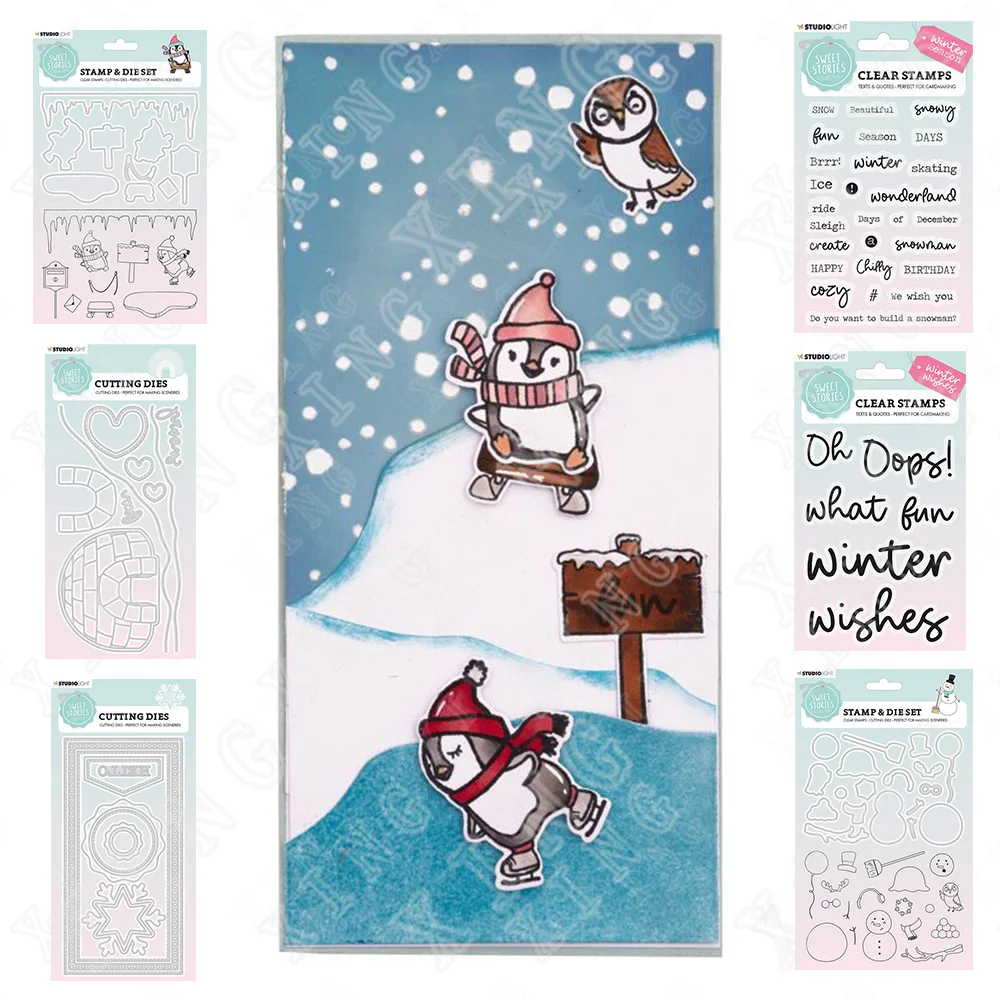 

Winter Wishes Snowman New Metal Cutting Dies Stamps Scrapbook Diary Decoration Embossing Template Diy Greeting Card Handmade