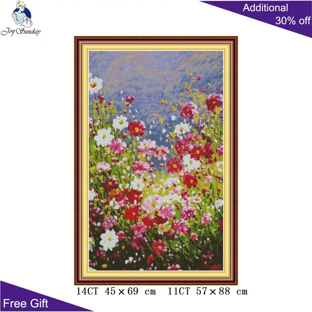 

Joy Sunday пасторальные цветы вышивка крестом H807 14CT 11CT штампованные и счетные домашний декор пасторальные Цветы DIY наборы для вышивки крестом