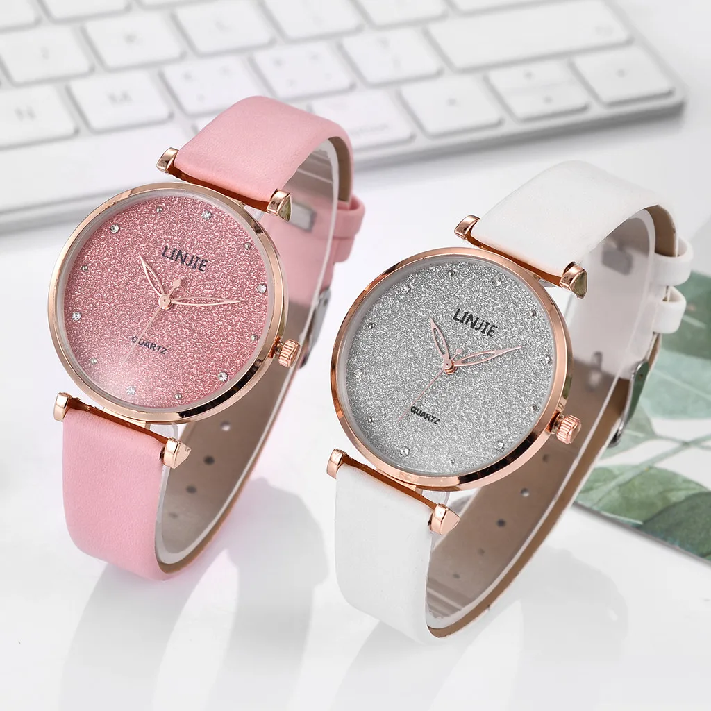 

Women's Casual Quartz Watch With Frosted Dial Ladies Analog Wrist Watch Leather Band All-match Dress Accessories Reloj Para Dama